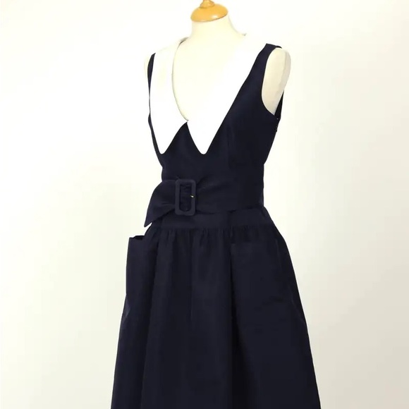 Prada Black with White Collar Cocktail Dress - Picture 5 of 7